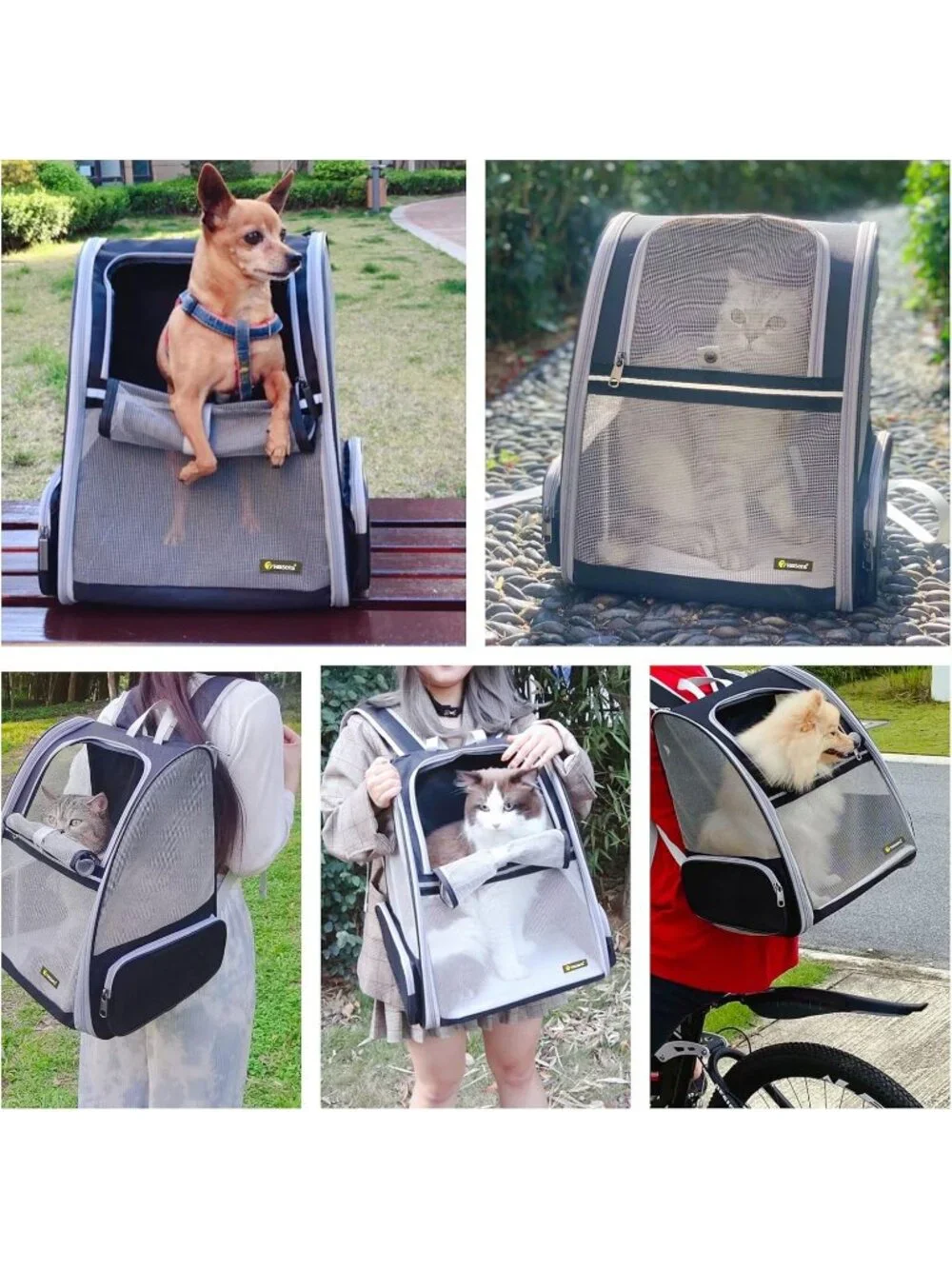 New Innovative Traveler Bubble Backpack Pet Carriers for Cats and Dogs (Black)